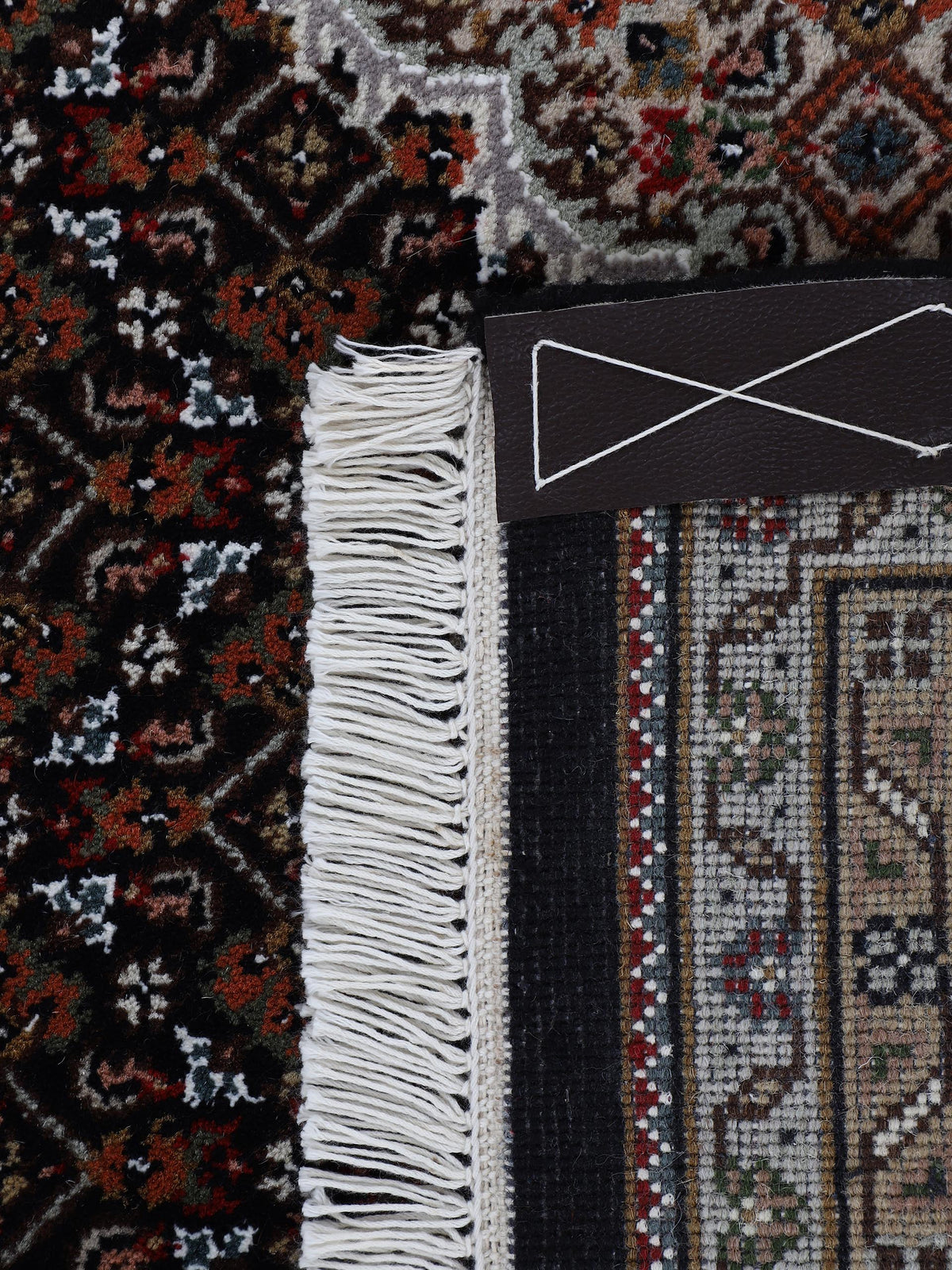Tabriz Mahi Läufer Teppich Schwarz