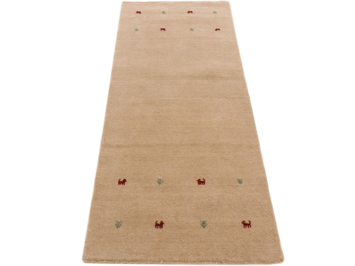 Wollteppich Gabbeh Uni Läufer Beige in beige aus wolle