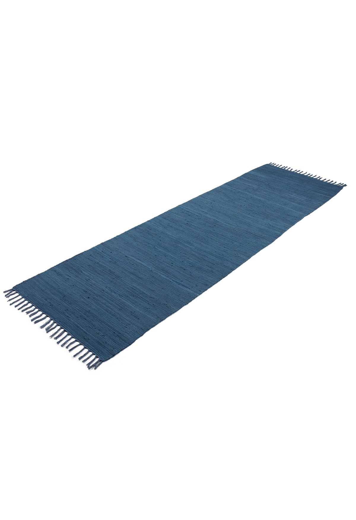 Kelim Chindi Uni Läufer Blau in blau aus baumwolle