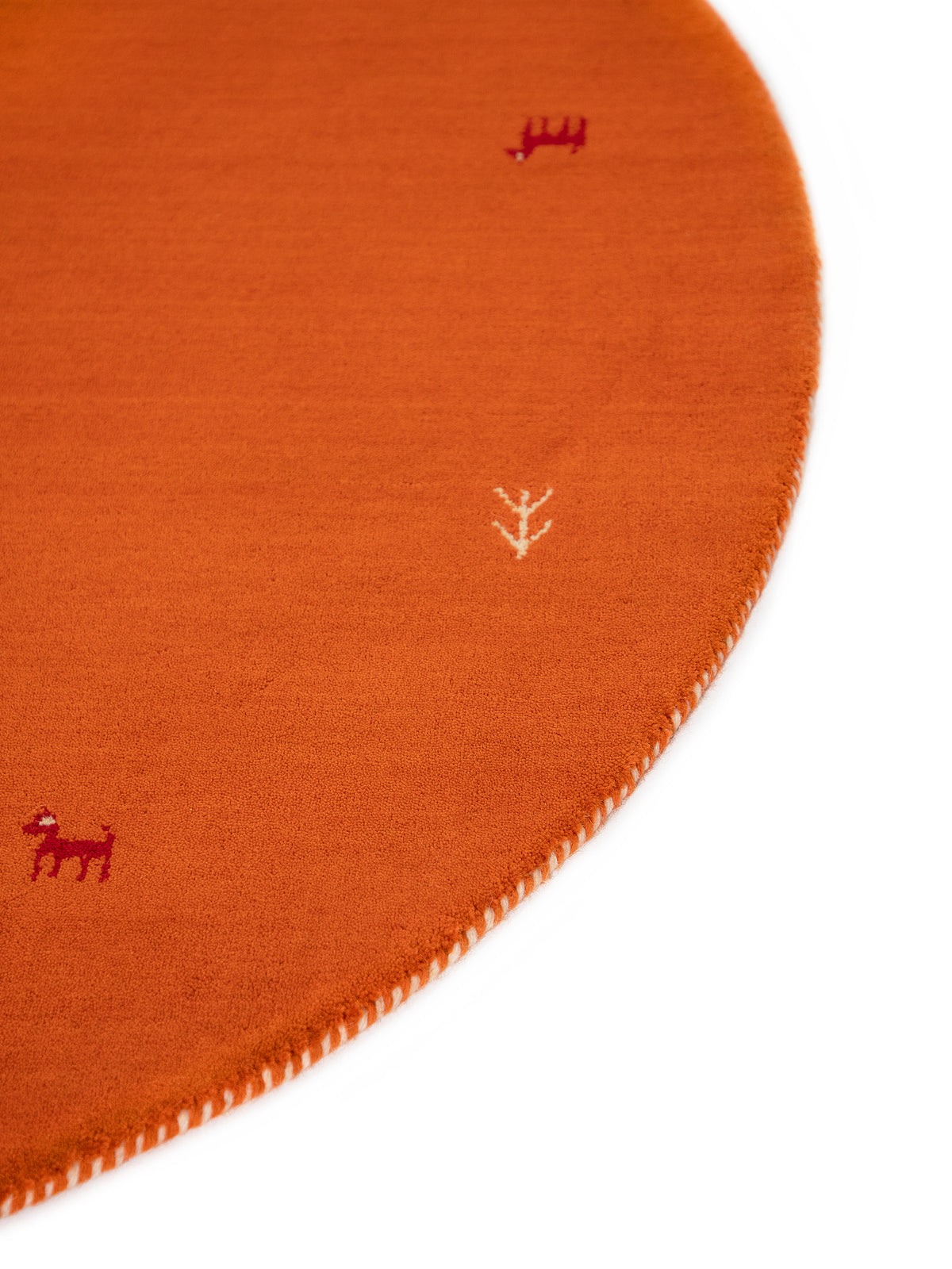 Wollteppich Gabbeh Uni Rund Orange aus Wolle