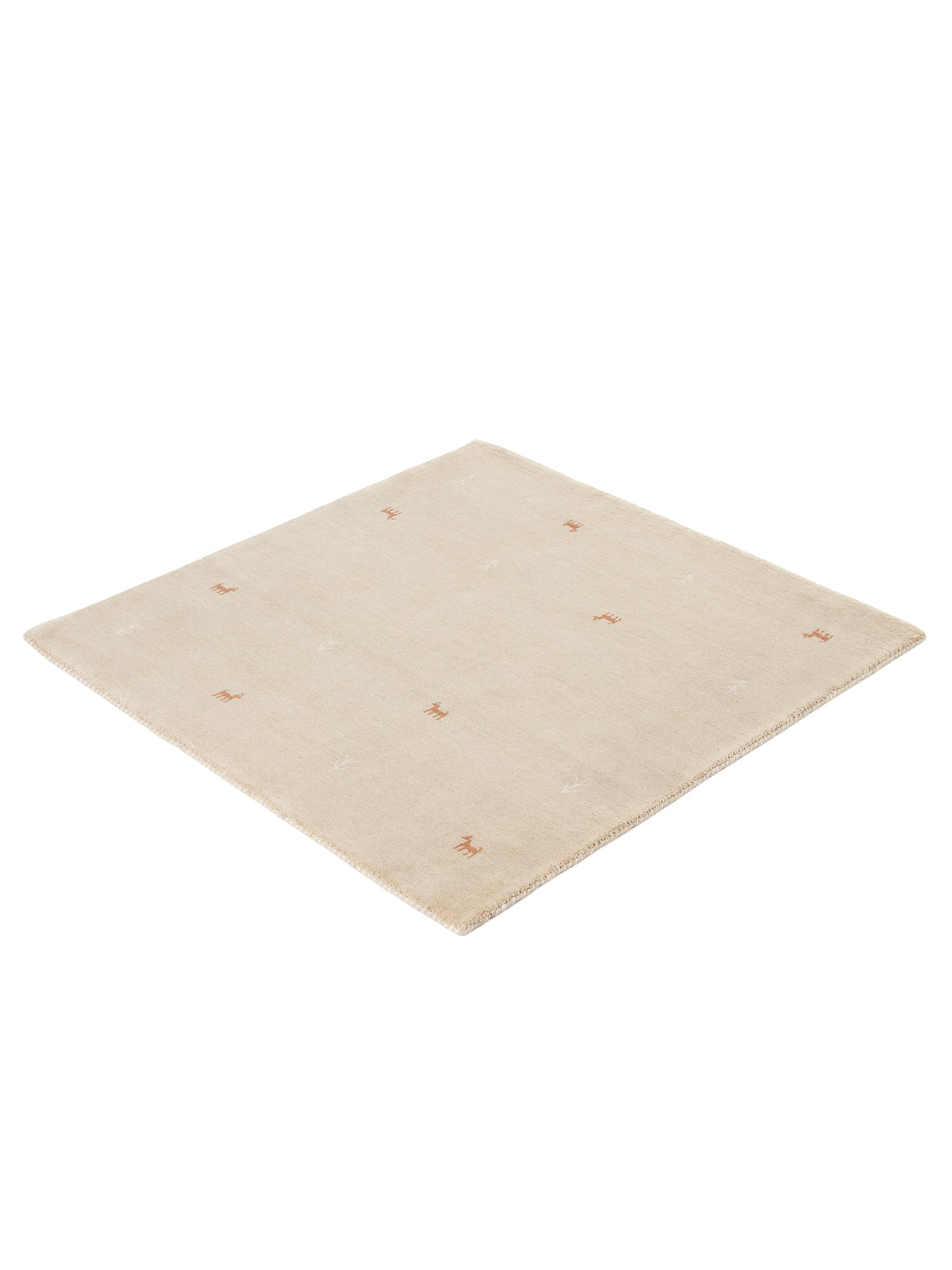 Wollteppich Gabbeh Uni Quadratisch Beige in beige aus wolle