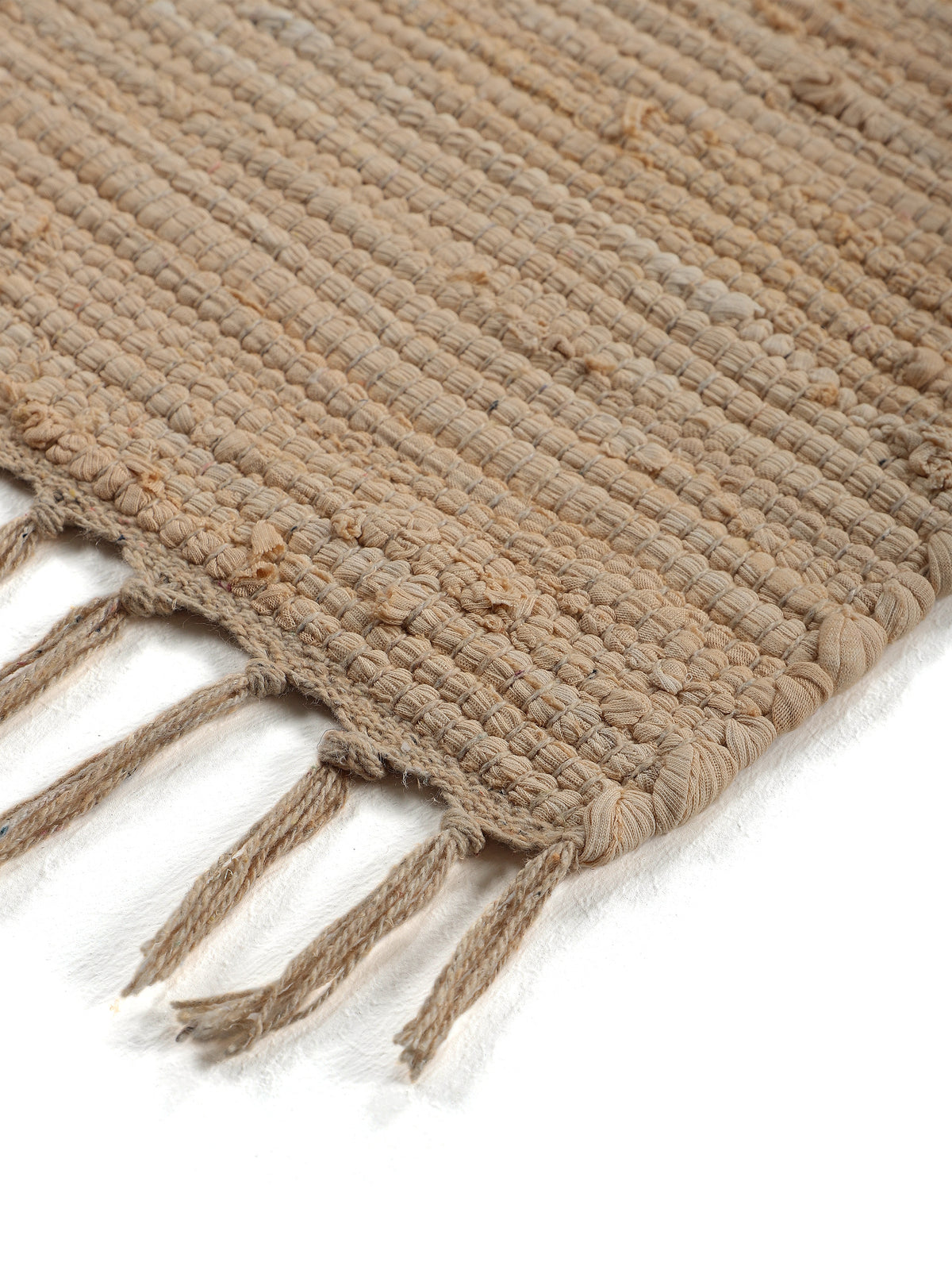 Kelim Chindi Uni Läufer Beige in beige aus baumwolle