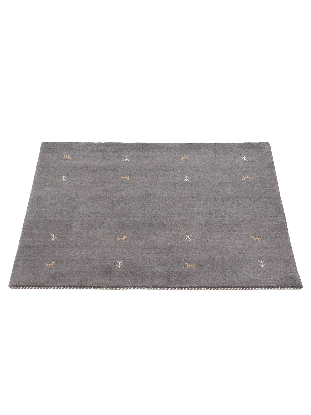Wollteppich Gabbeh Uni Quadratisch Grau in grau aus wolle