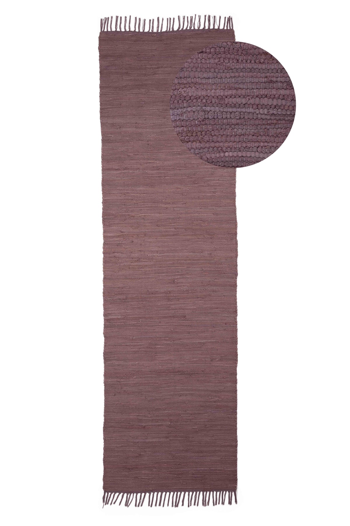 Kelim Chindi Uni Läufer Mauve in mauve aus baumwolle