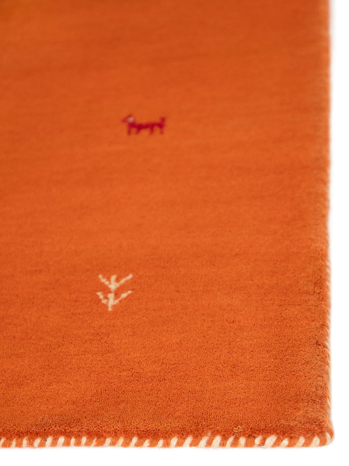 Wollteppich Gabbeh Uni Quadratisch Orange in orange aus wolle