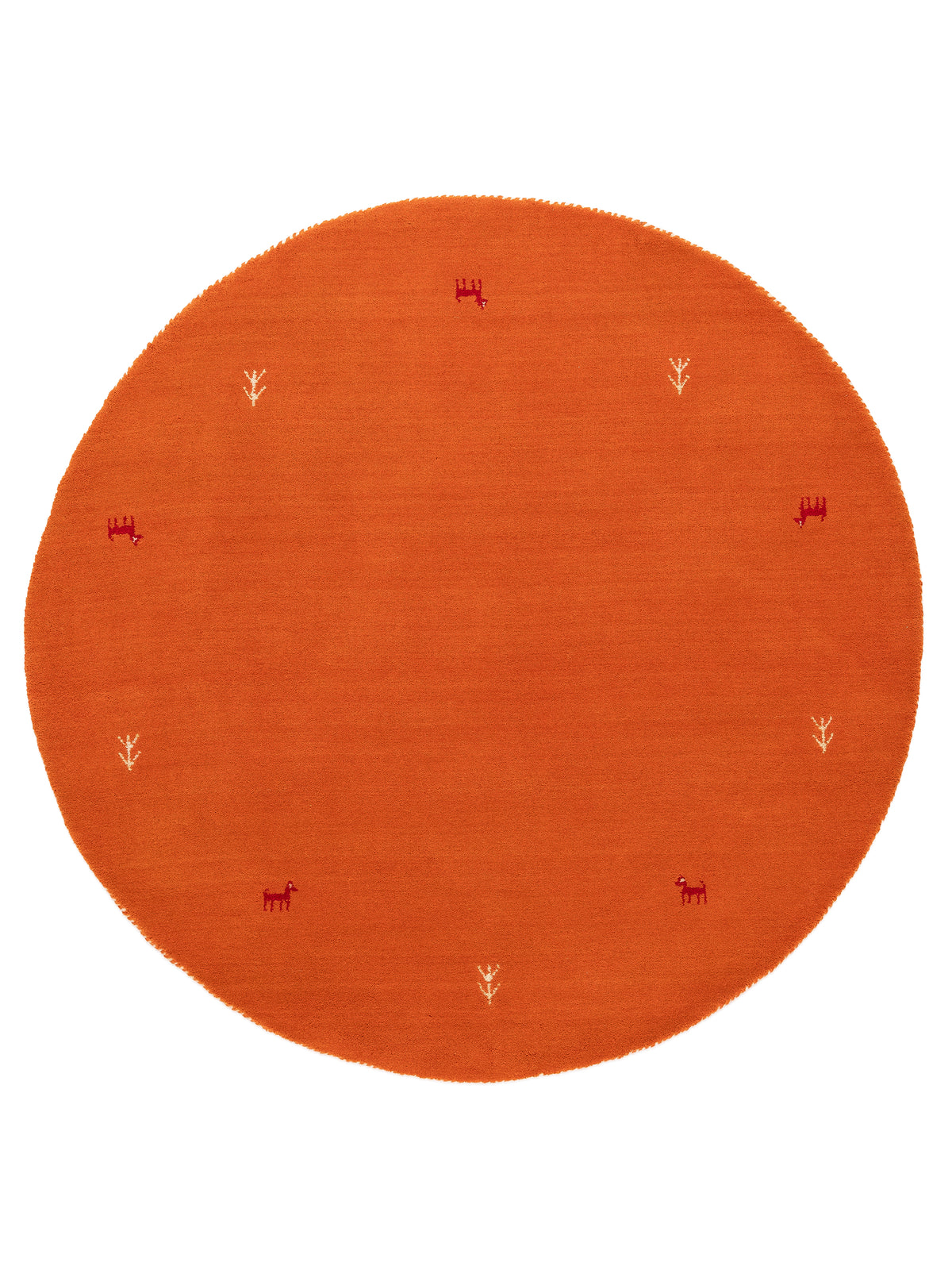Wollteppich Gabbeh Uni Rund Orange aus Wolle