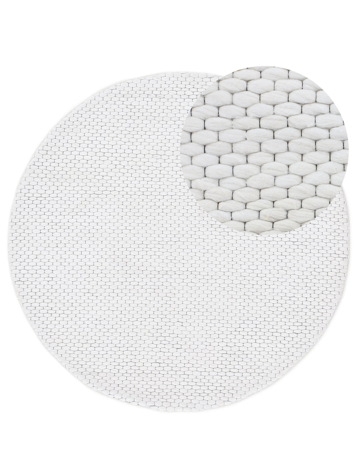 Wollteppich Sina Rund Creme in creme aus wolle