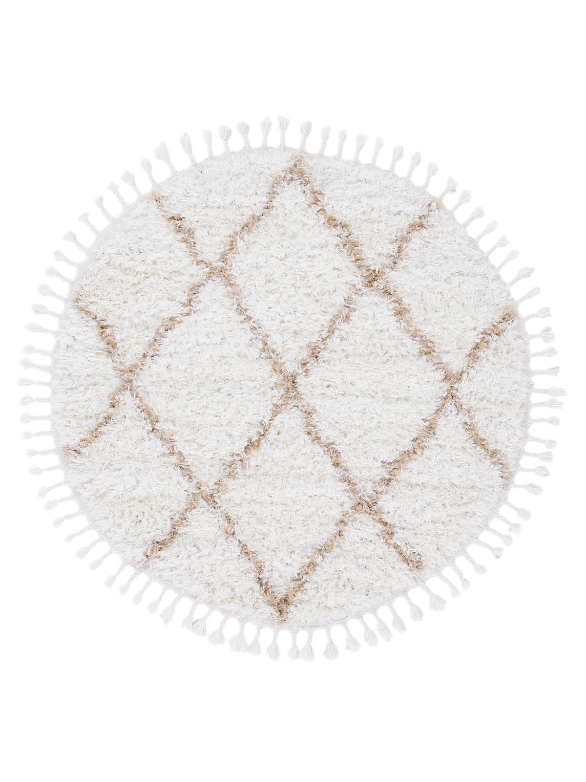 Hochflorteppich Eddy Rund Beige
