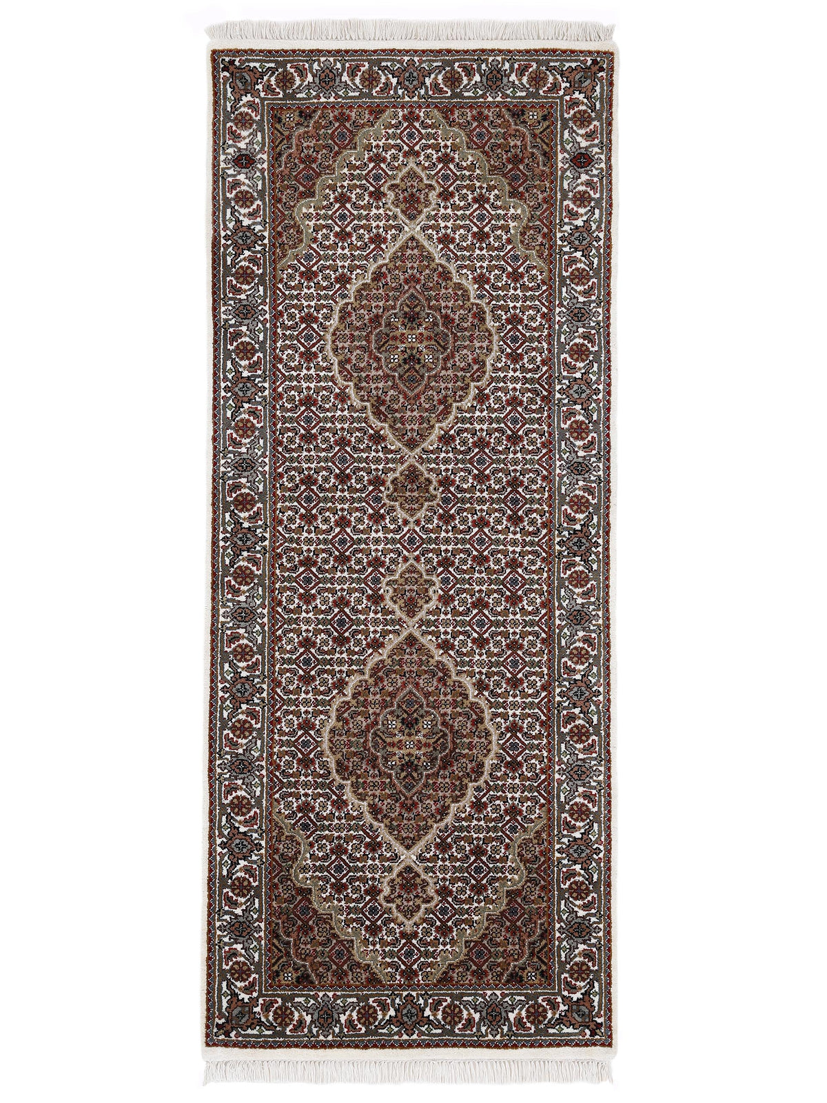Tabriz Mahi Läufer Teppich Creme
