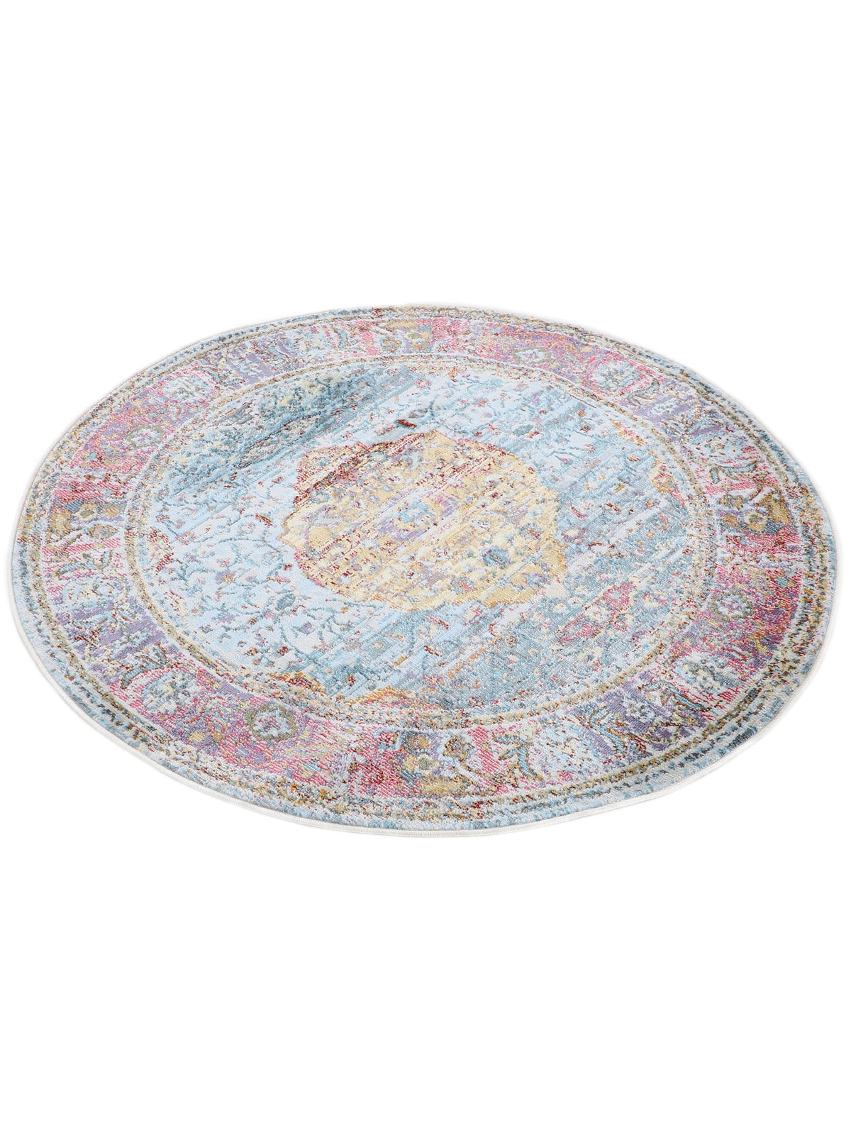 Vintage Teppich Esha Rund Multicolor in multicolor aus kunstfaser