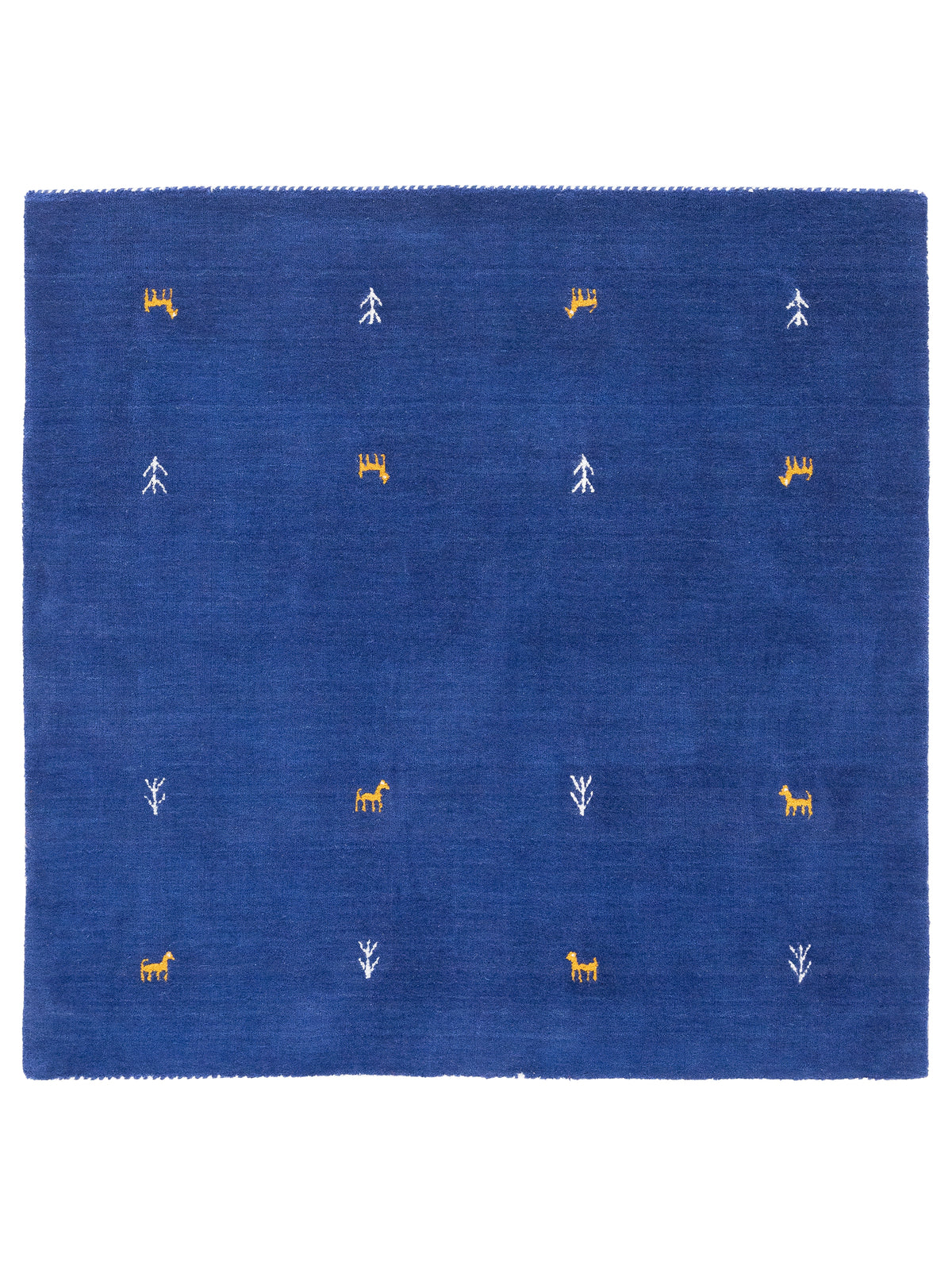 Wollteppich Gabbeh Uni Quadratisch Blau in blau aus wolle