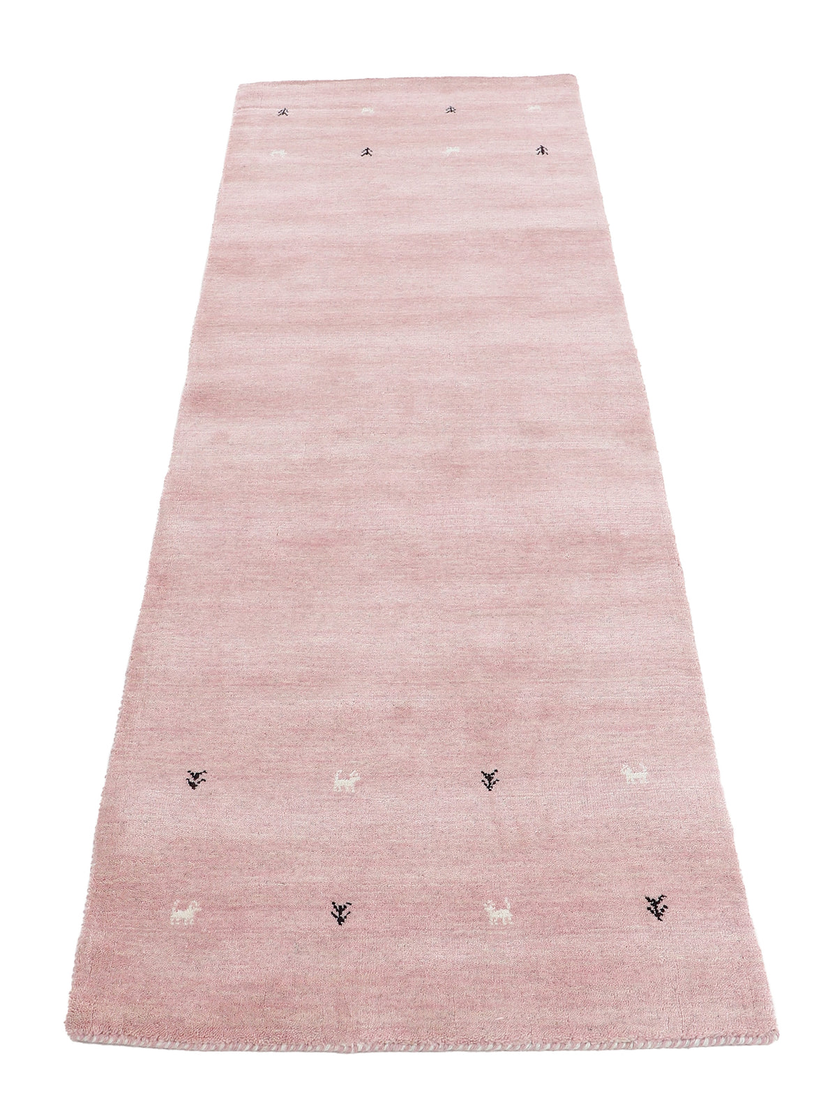 Wollteppich Gabbeh Uni Läufer Rosa in rosa aus wolle