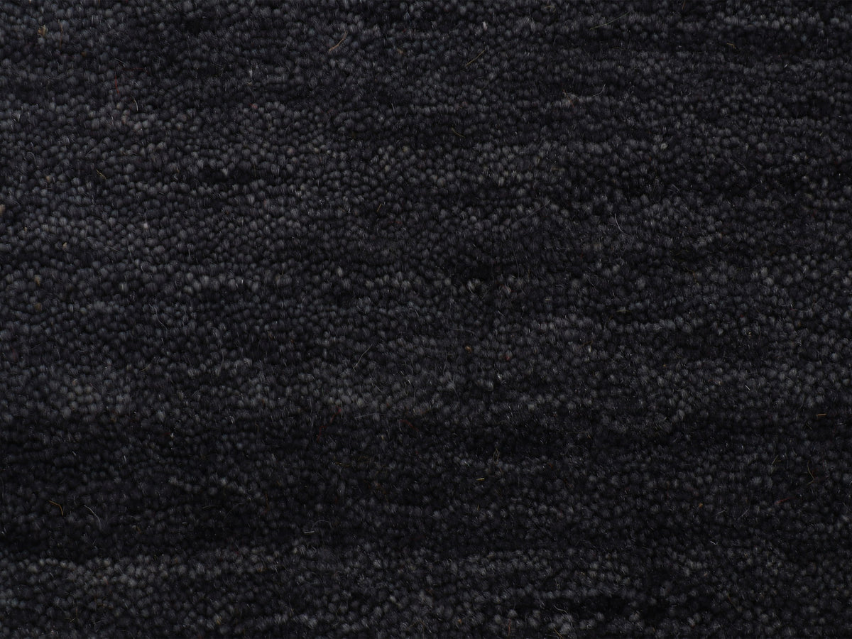Wollteppich Gabbeh Uni Läufer Schwarz in schwarz aus wolle