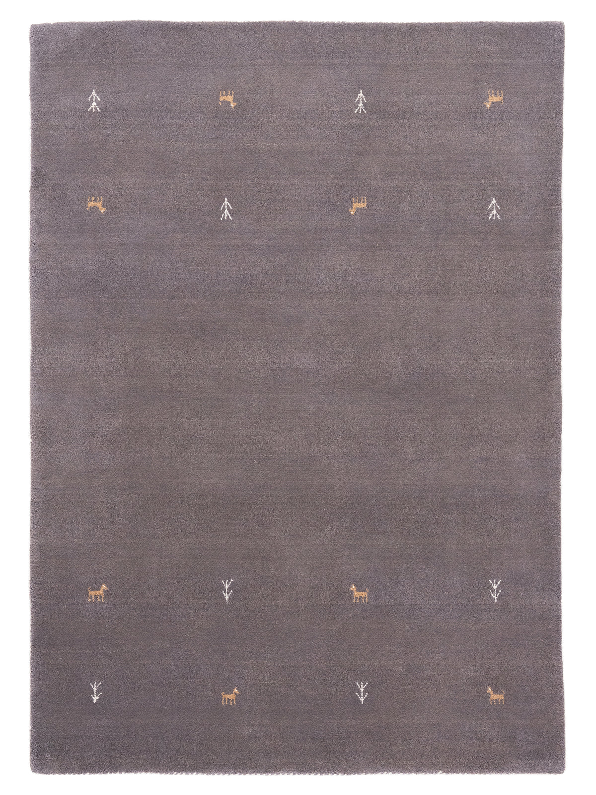 Wollteppich Gabbeh Uni Grau aus Wolle