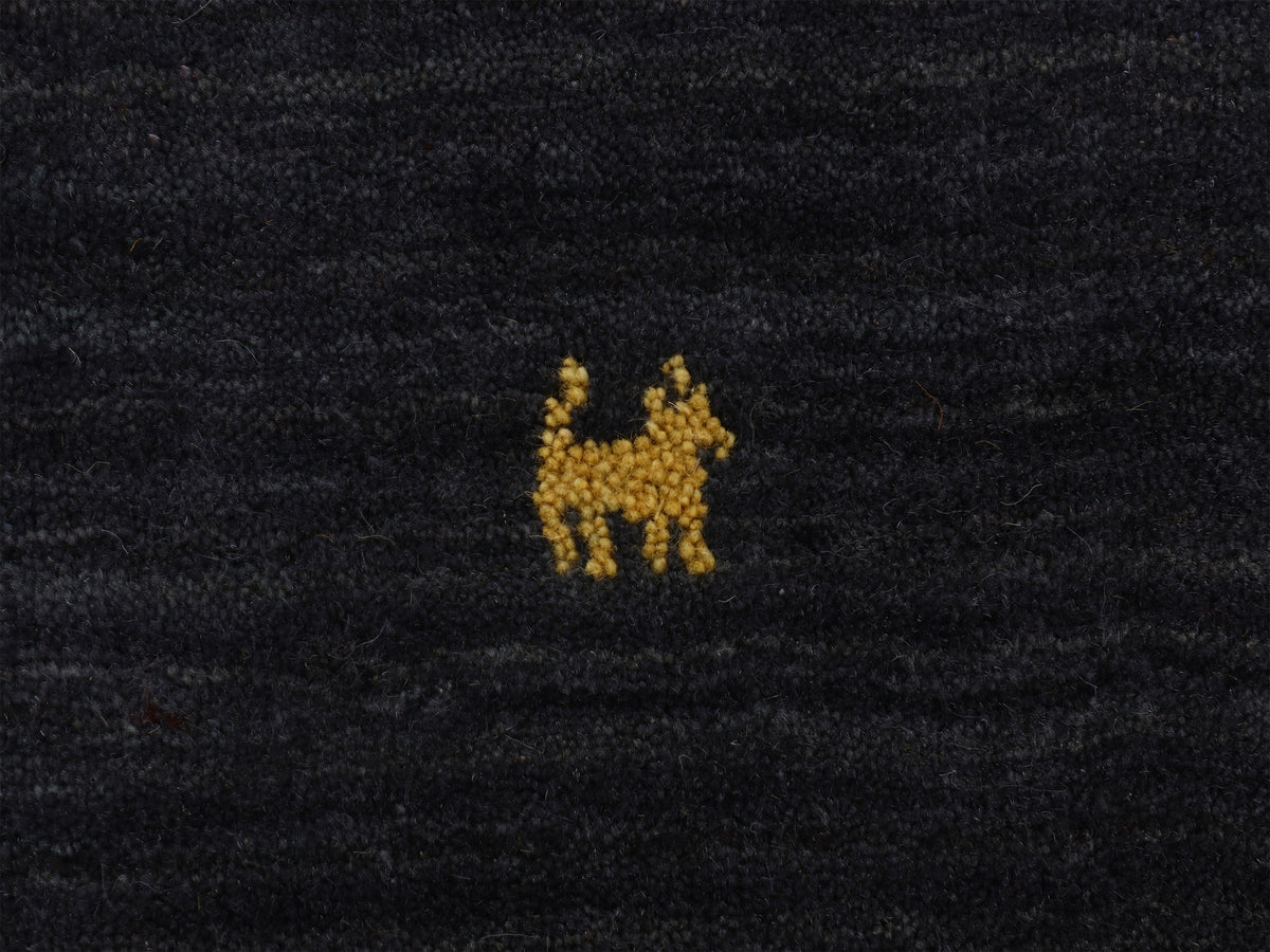 Wollteppich Gabbeh Uni Rund Schwarz in schwarz aus wolle