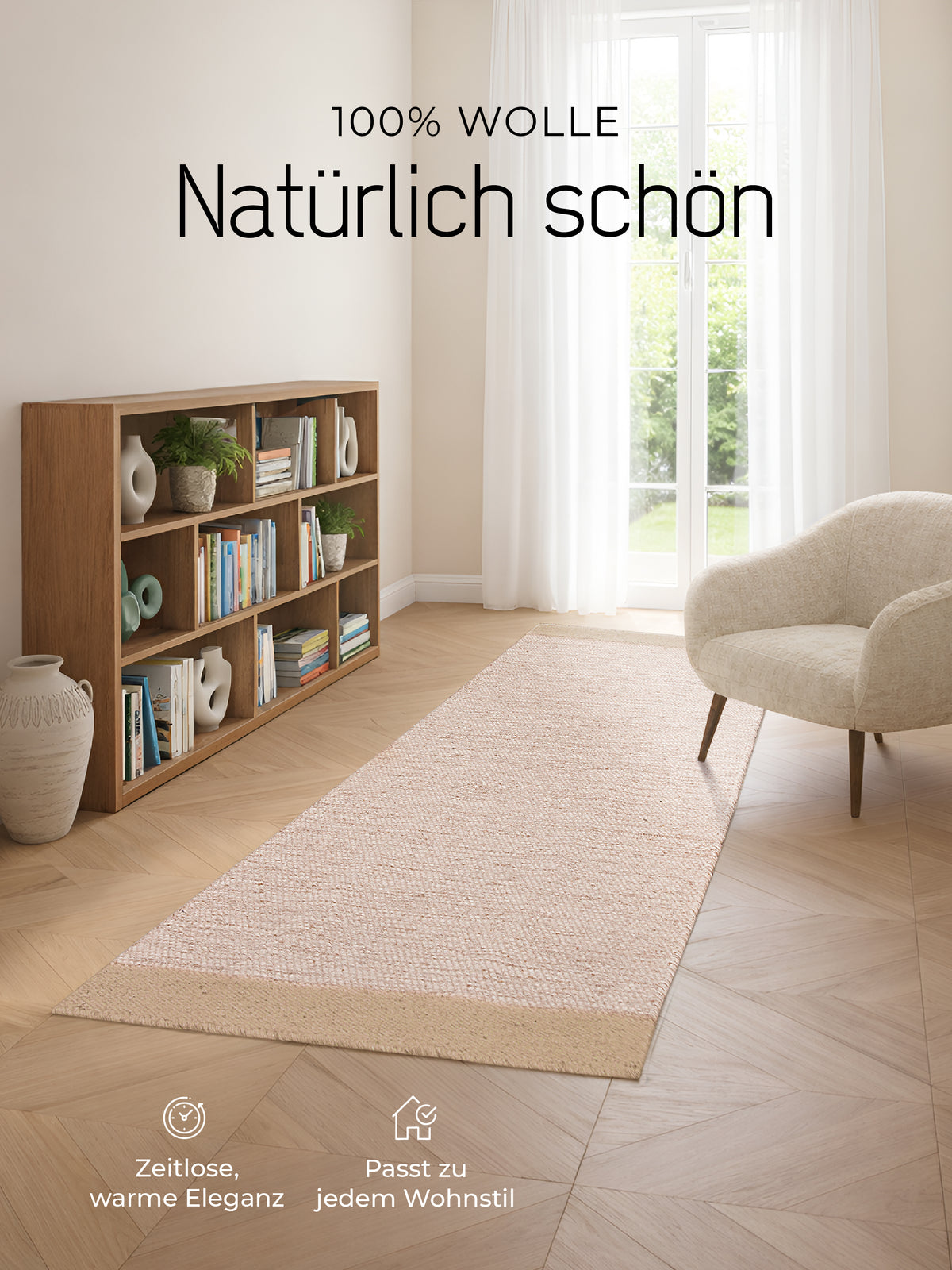 Wollteppich Lui Läufer Taupe
