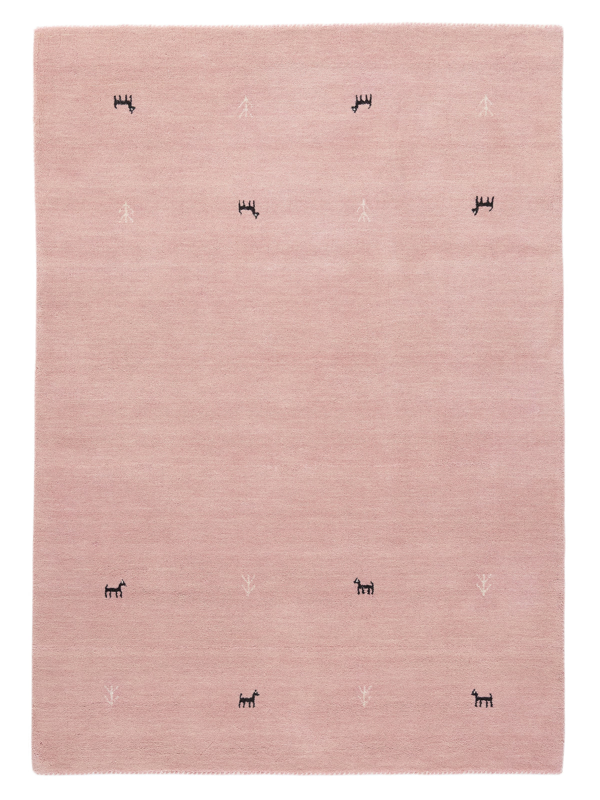 Wollteppich Gabbeh Uni Rosa in rosa aus wolle