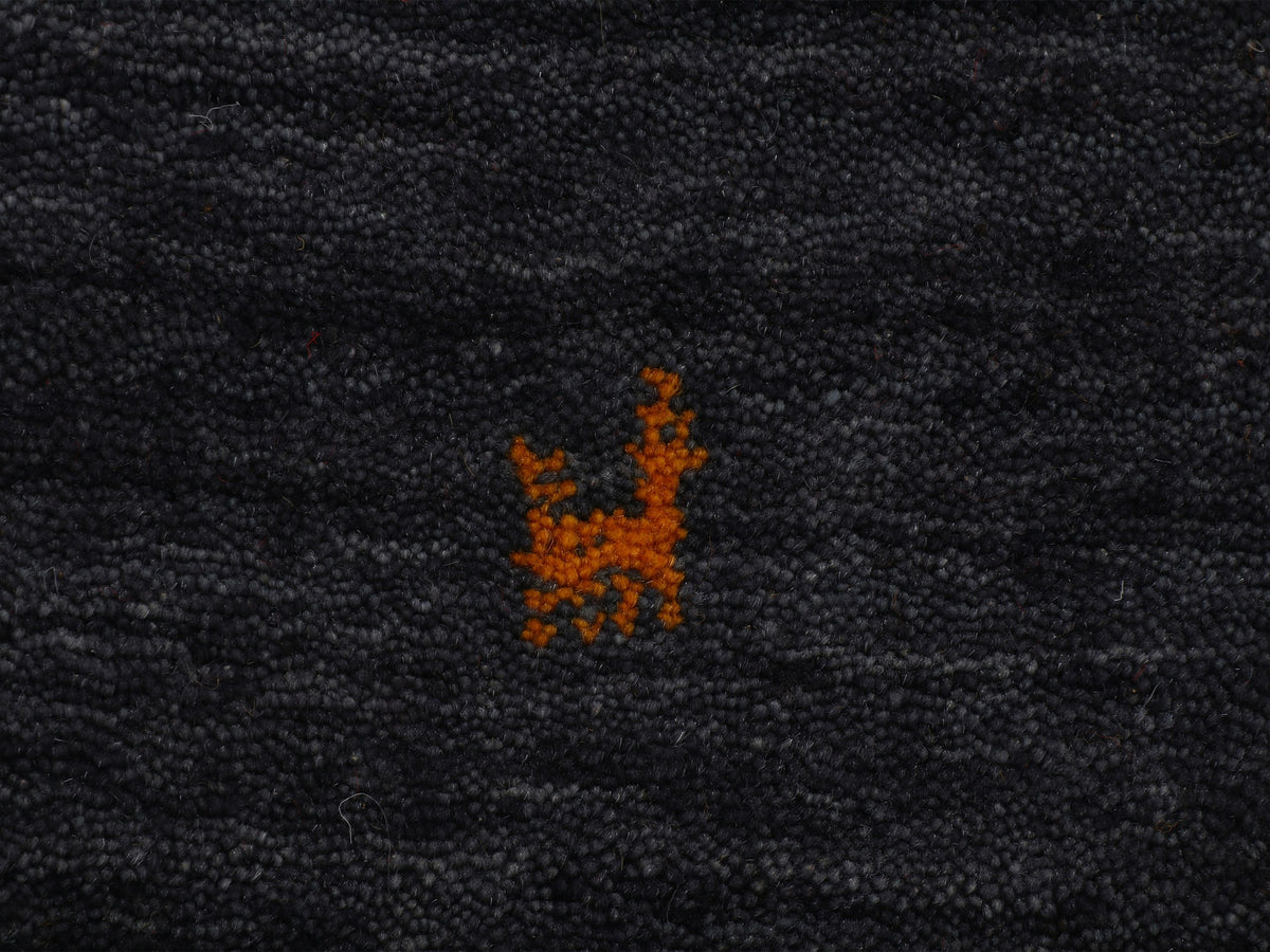 Wollteppich Gabbeh Uni Läufer Schwarz in schwarz aus wolle