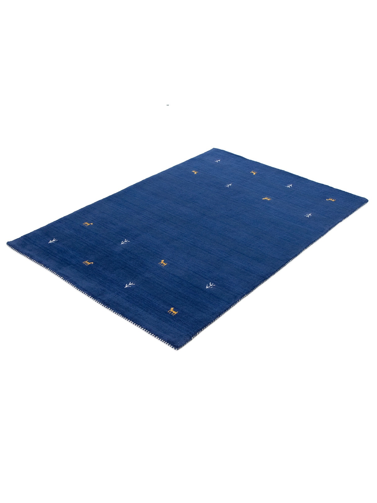Wollteppich Gabbeh Uni Blau aus Wolle
