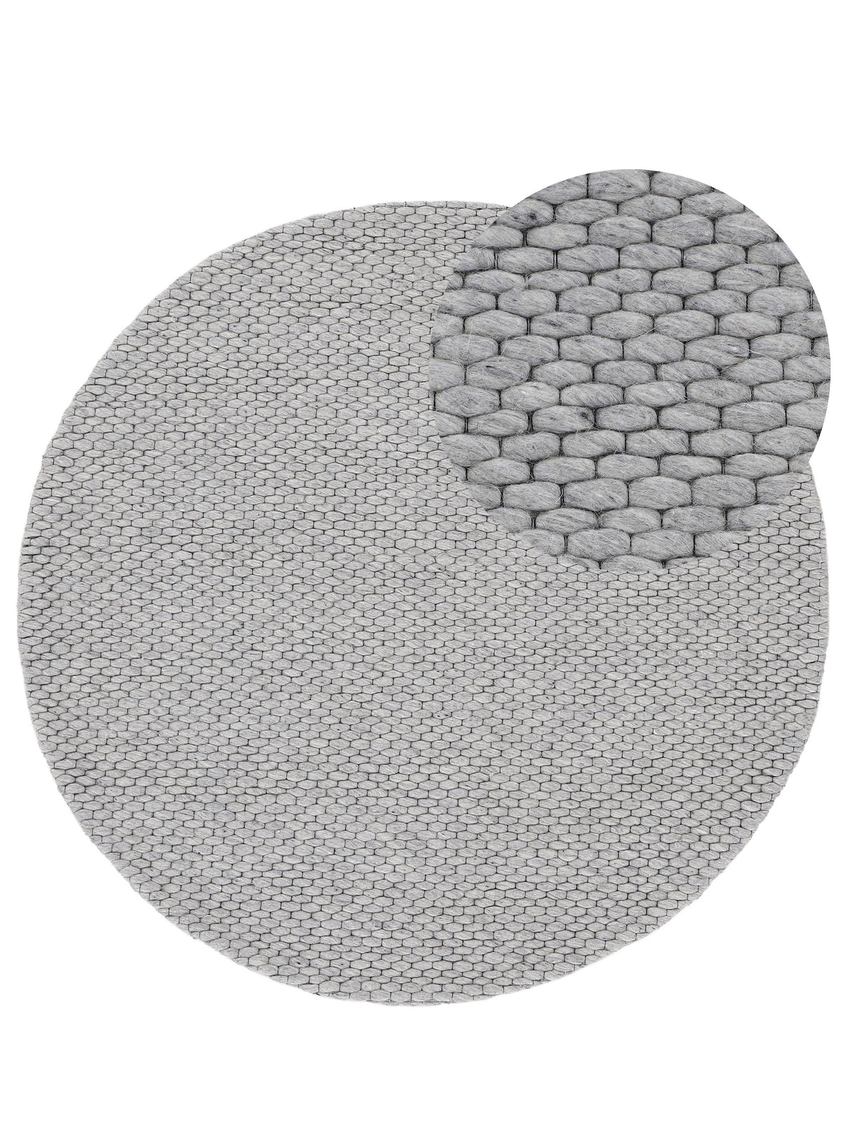 Wollteppich Sina Rund Grau in grau aus wolle