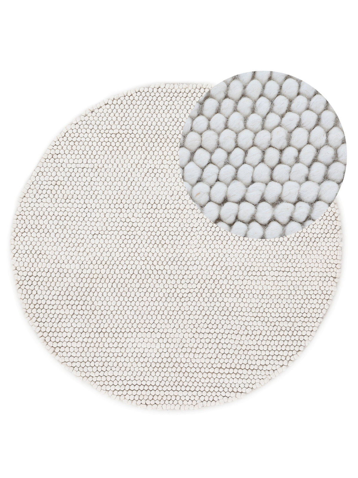 Wollteppich Calo Rund Creme in creme aus wolle