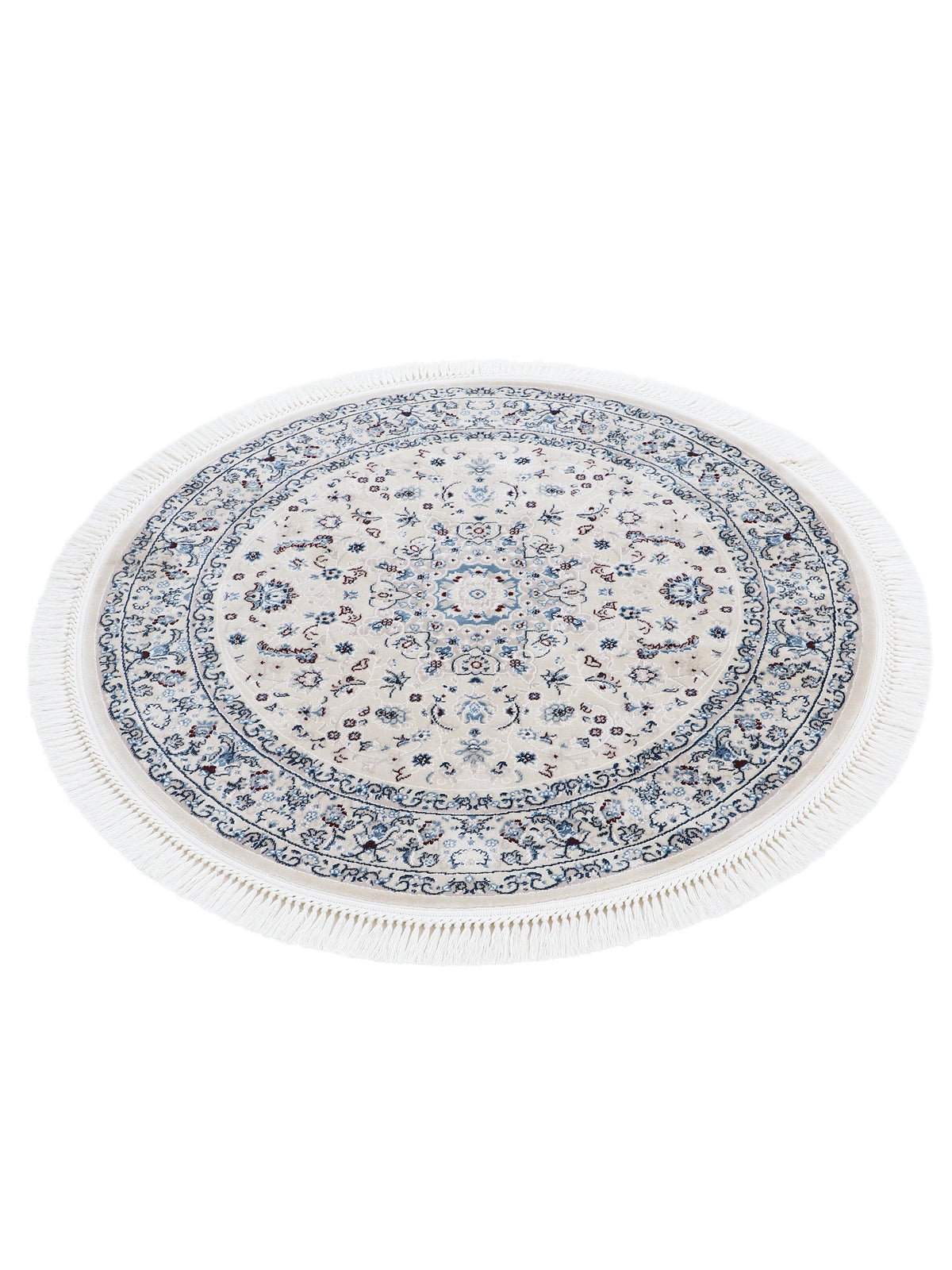 Teppich Nain Diane Rund Creme in creme aus kunstfaser