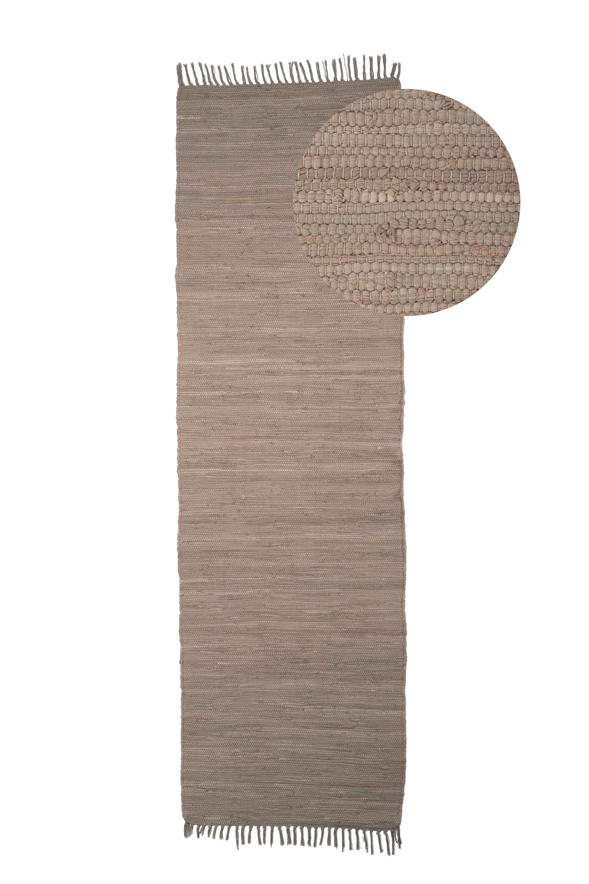 Kelim Chindi Uni Läufer Taupe in taupe aus baumwolle
