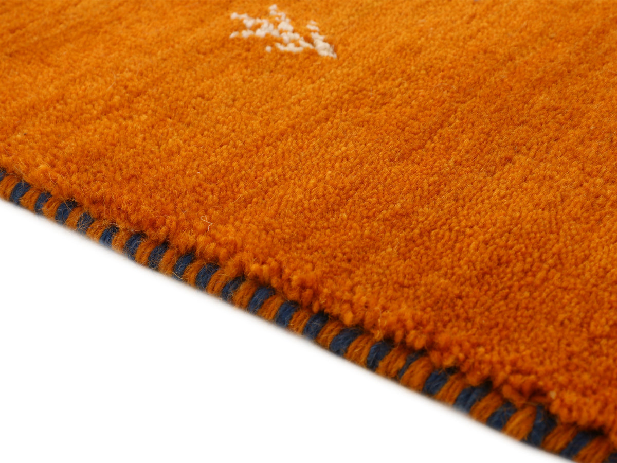 Wollteppich Gabbeh Uni Läufer Orange in orange aus wolle