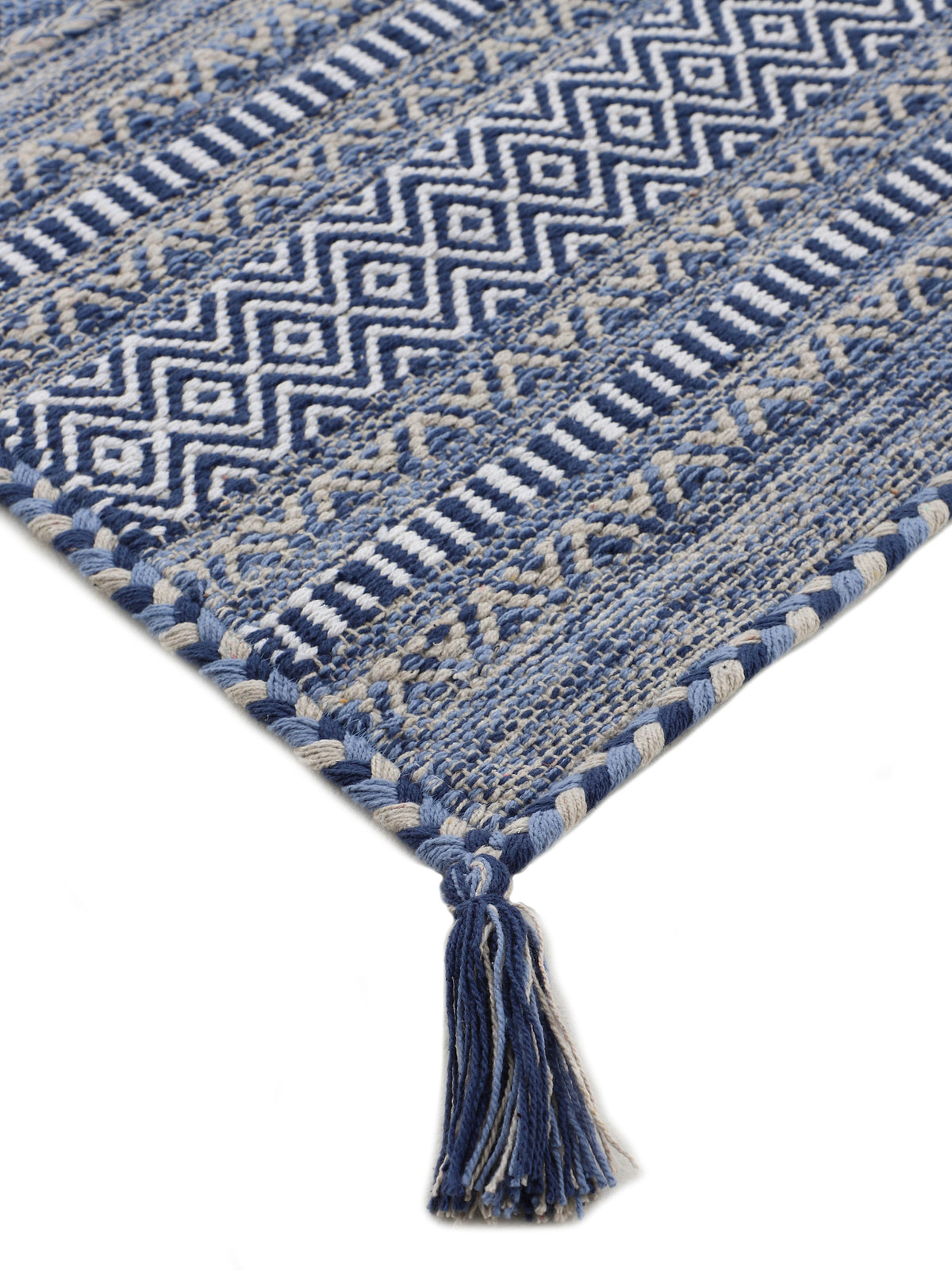 Flachgewebeteppich Kelim Azizi Läufer Blau in blau aus baumwolle