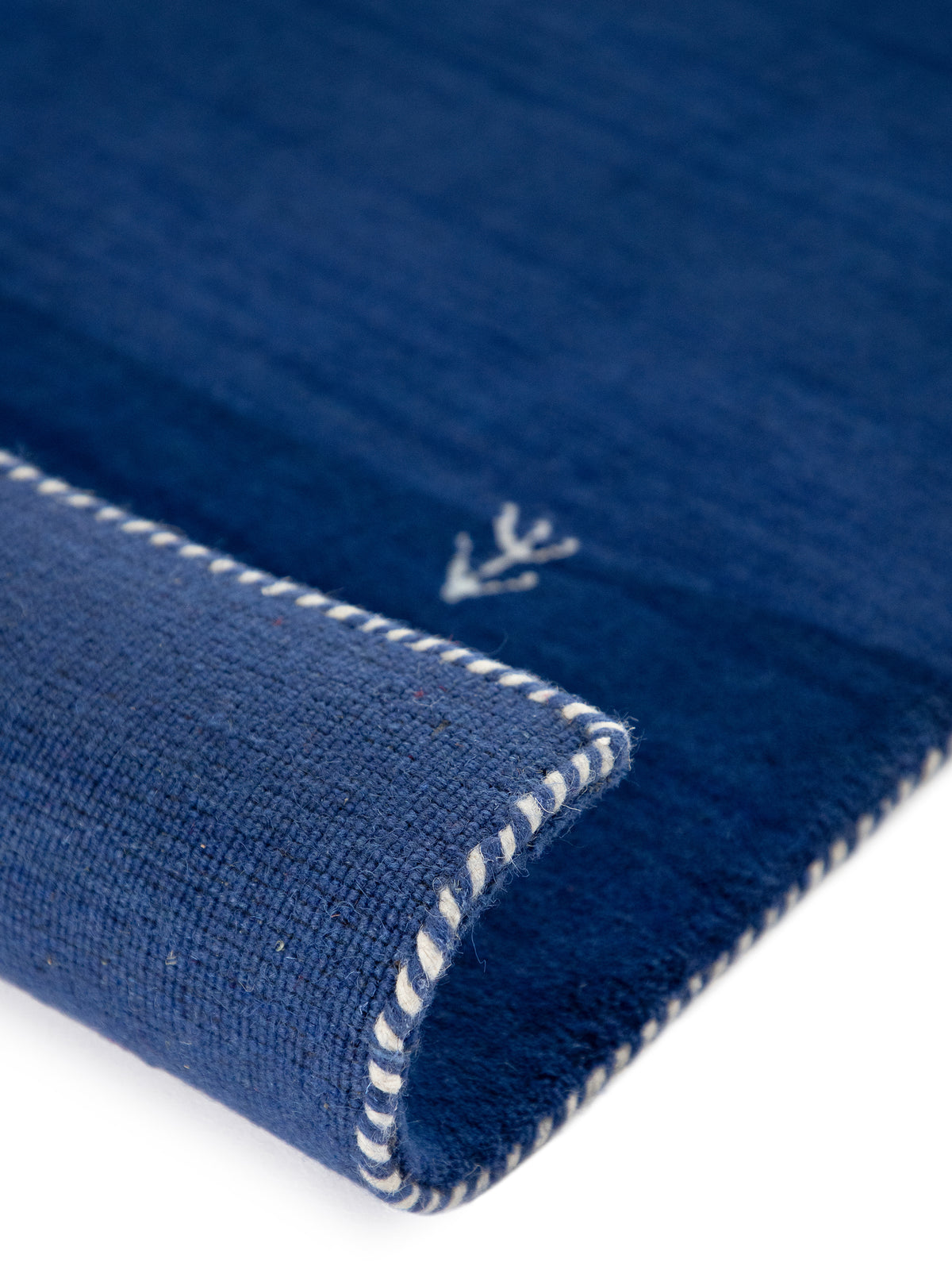 Wollteppich Gabbeh Uni Blau aus Wolle
