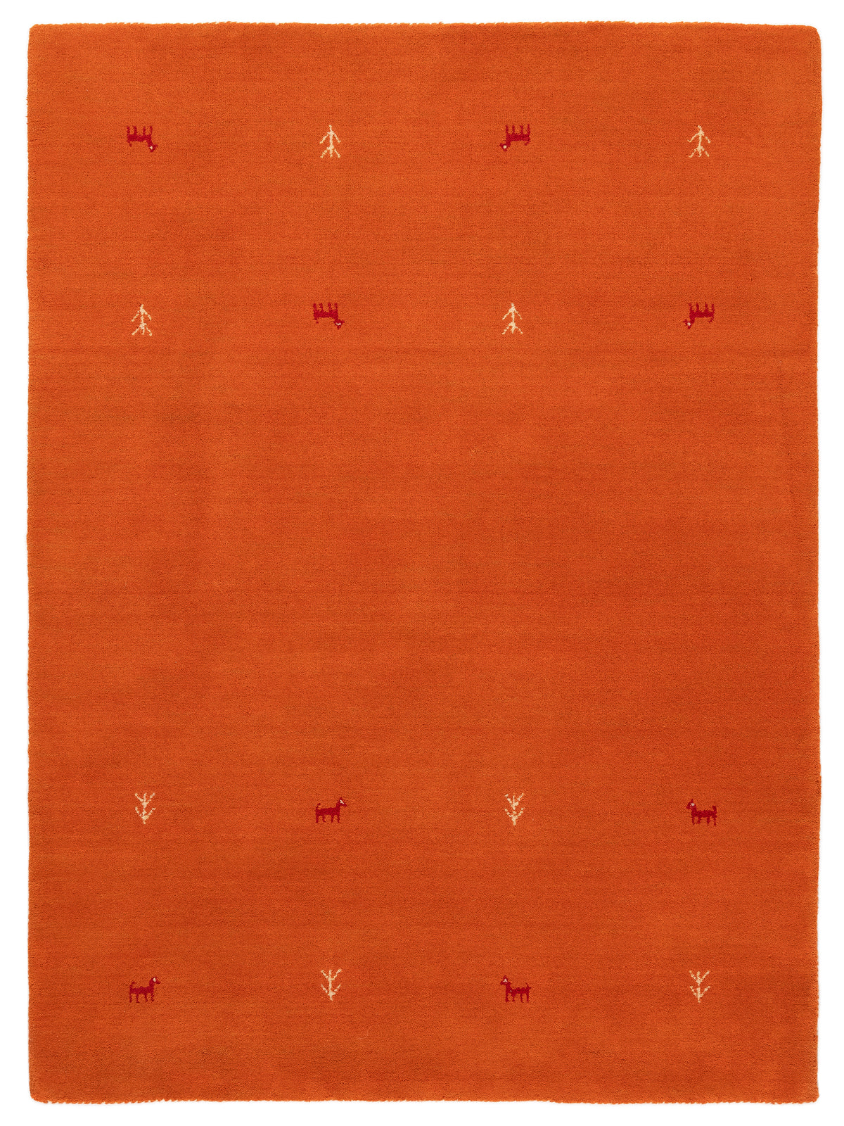 Wollteppich Gabbeh Uni Orange aus Wolle