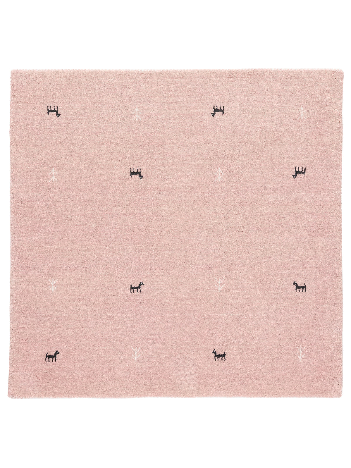 Wollteppich Gabbeh Uni Quadratisch Rosa in rosa aus wolle
